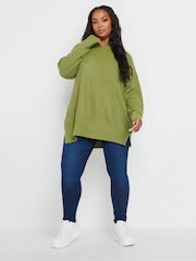 Yours Curve Green Drop Shoulder Jumper - Image 2 of 6