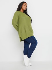Yours Curve Green Drop Shoulder Jumper - Image 3 of 6