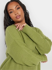 Yours Curve Green Drop Shoulder Jumper - Image 5 of 6