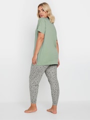 Yours Curve Green Sloth Cuffed Pyjamas Set - Image 3 of 4