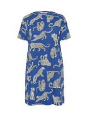 Yours Curve Blue Conversational Leopard Print Sleep 100% Cotton T-Shirt - Image 5 of 5