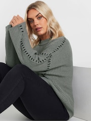 Yours Curve Grey Blanket Stitch Jumper - Image 2 of 5