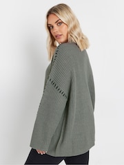 Yours Curve Grey Blanket Stitch Jumper - Image 4 of 5