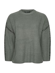 Yours Curve Grey Blanket Stitch Jumper - Image 5 of 5