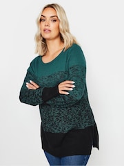 Yours Curve Blue Colourblock Jumper - Image 2 of 5