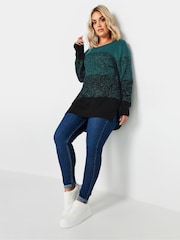 Yours Curve Blue Colourblock Jumper - Image 3 of 5