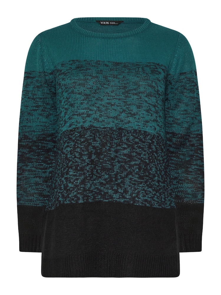Yours Curve Blue Colourblock Jumper - Image 5 of 5