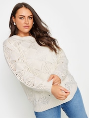 Yours Curve Natural Pointelle Mesh Stitch Jumper - Image 1 of 4