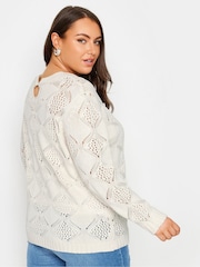 Yours Curve Natural Pointelle Mesh Stitch Jumper - Image 3 of 4