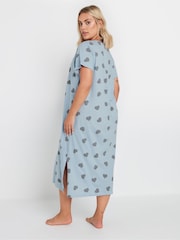 Yours Curve Blue Heart Midaxi 100% Cotton Nightdress - Image 3 of 3