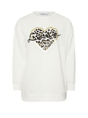Yours Curve Nude Leopard Print Love Crew Neck Jumper - Image 5 of 5