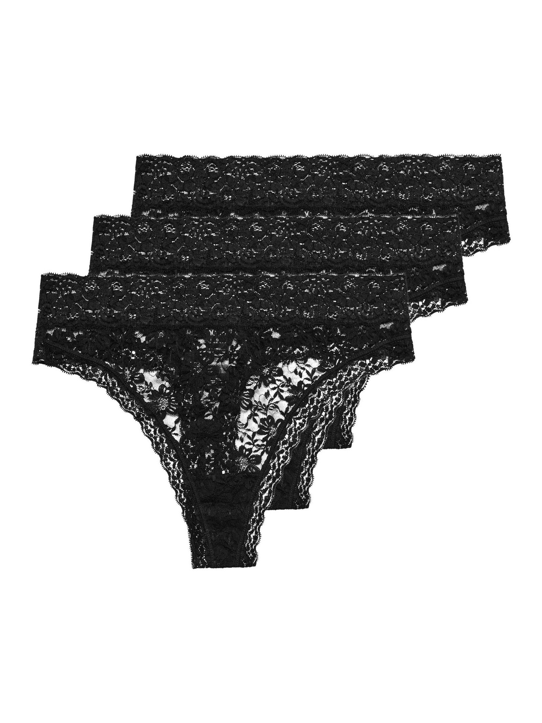 Yours Black Pack Of 3 Curve Lace High Waisted Thongs - Image 4
