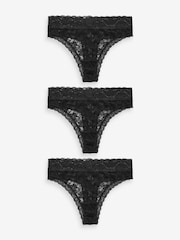 Yours Curve Black Lace Thongs 3 Pack - Image 5 of 6