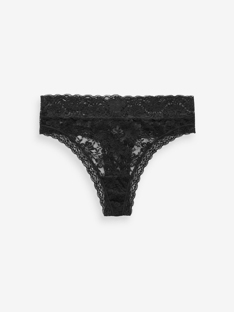 Yours Curve Black Lace Thongs 3 Pack - Image 6 of 6