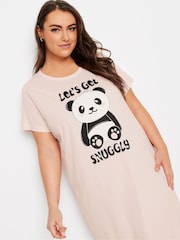 Yours Curve Pink Lets Get Snuggly 100% Cotton Midaxi Nightdress 2 Pack - Image 5 of 8