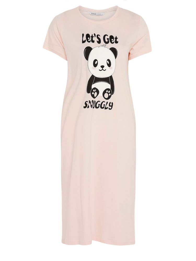 Yours Curve Pink Lets Get Snuggly 100% Cotton Midaxi Nightdress 2 Pack - Image 8 of 8