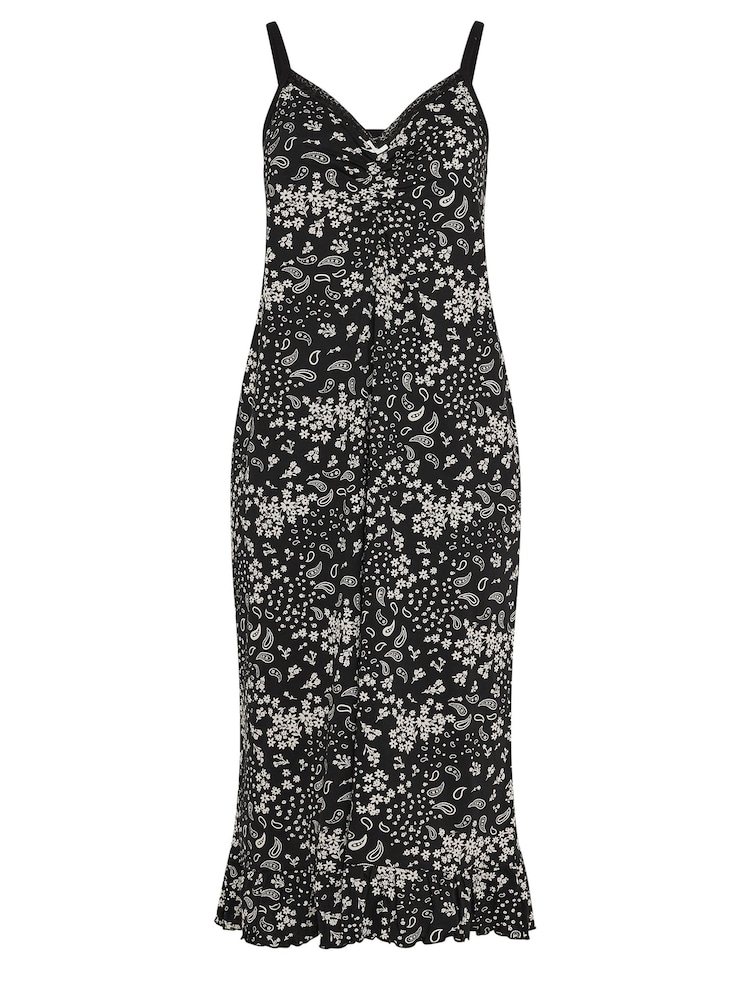 Yours Curve Black Monotone Paisley 100% Cotton Midaxi Chemise - Image 5 of 5