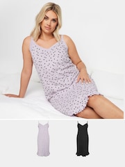 Yours Curve Random Heart 100% Cotton Chemises 2 Pack - Imagen 1 de 8