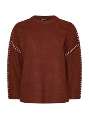 Yours Curve Orange Blanket Stitch Jumper - Image 5 of 5