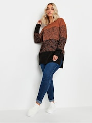 Yours Curve Orange Colourblock Jumper - Image 4 of 6