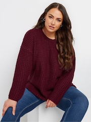 Yours Curve Purple Waffle Knit Jumper - Image 2 of 5