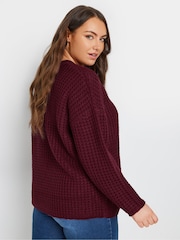 Yours Curve Purple Waffle Knit Jumper - Image 4 of 5