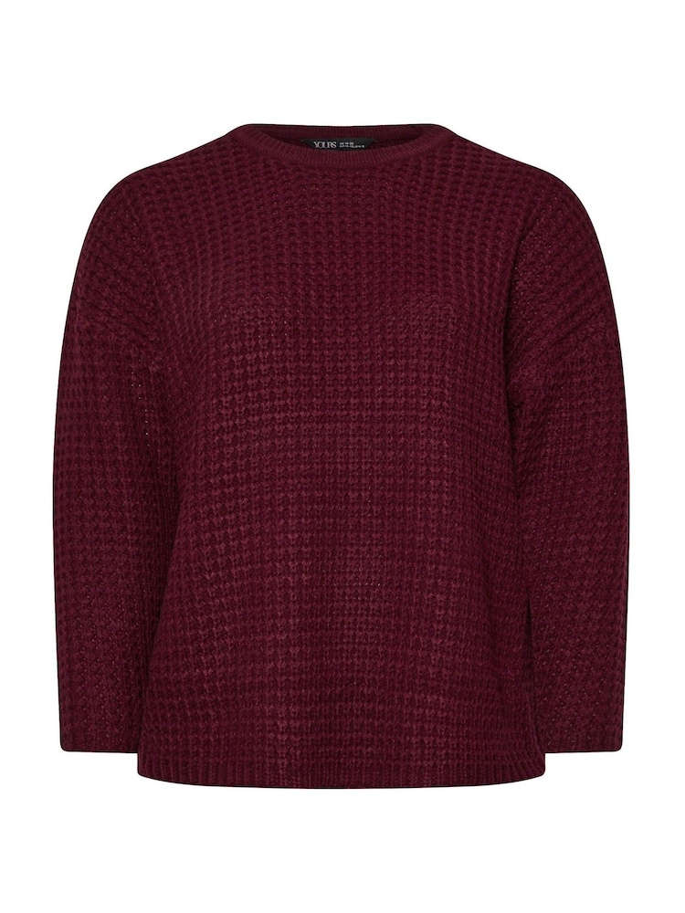 Yours Curve Purple Waffle Knit Jumper - Image 5 of 5