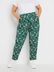 Yours Curve Green Double Pleated Joggers - Image 1 of 5