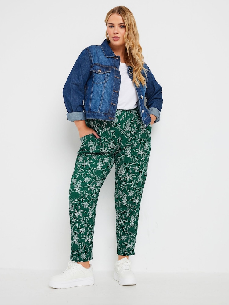 Yours Curve Green Double Pleated Joggers - Image 2 of 5