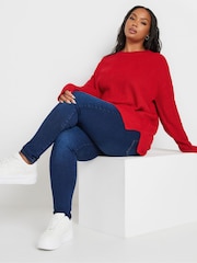 Yours Curve Red Drop Shoulder Jumper - Image 3 of 6