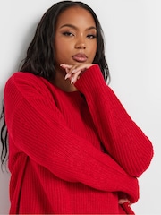 Yours Curve Red Drop Shoulder Jumper - Image 5 of 6