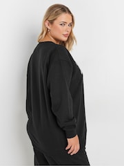 Yours Curve Black Flocked Milan Crew Neck Jumper - Image 4 of 6