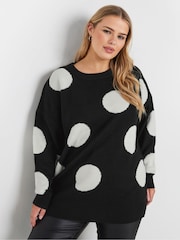 Yours Curve Black Conversational Jumper - Image 1 of 5