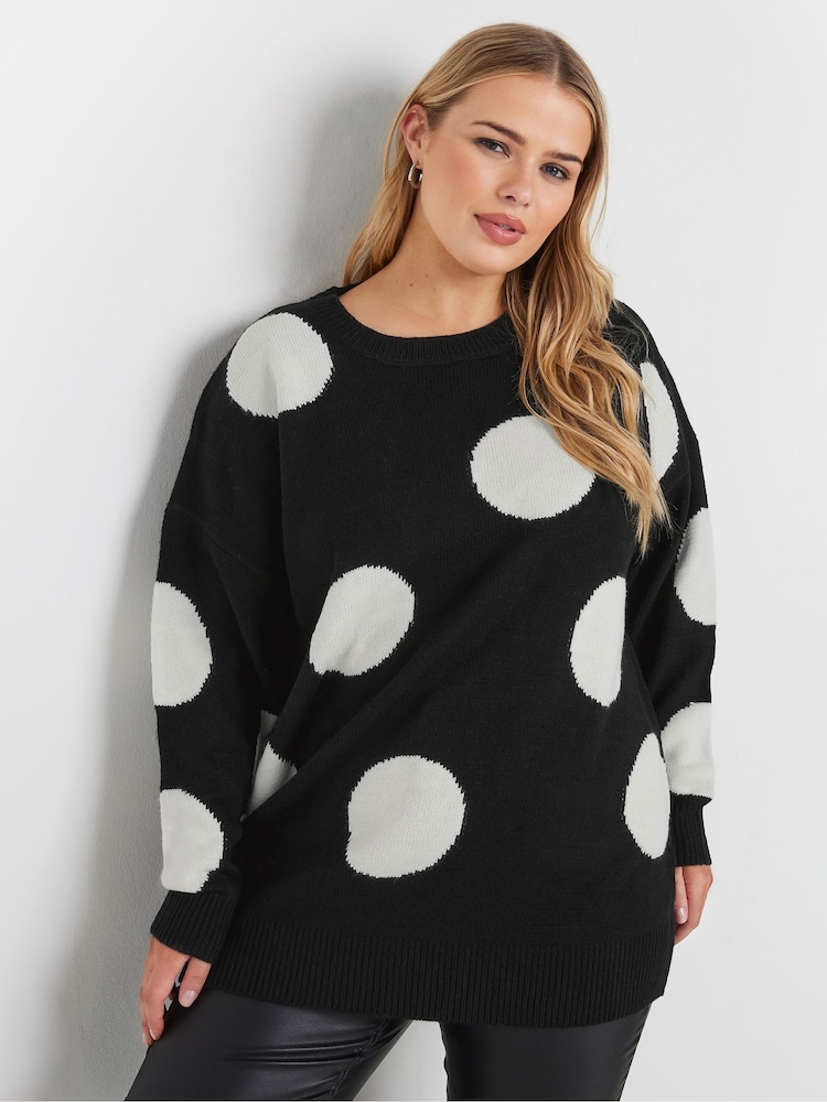 Yours Curve Black Conversational Jumper - Image 1 of 5