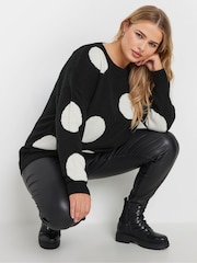 Yours Curve Black Conversational Jumper - Image 2 of 5