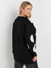 Yours Curve Black Conversational Jumper - Image 4 of 5