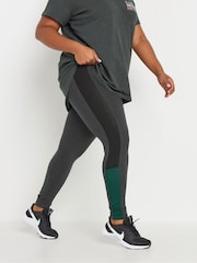 Yours Curve Grey Colour Block Active Leggings - Image 1 of 5