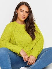 Yours Curve Green Wave Pointelle Jumper - Image 1 of 4