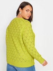 Yours Curve Green Wave Pointelle Jumper - Image 3 of 4
