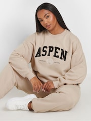 Yours Curve Natural Appliqué Apsen Crew Neck Jumper - Image 1 of 6