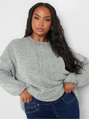 Yours Curve Black Drop Shoulder Jumper - Image 5 of 6