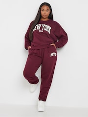 Yours Curve Red New York Aplique Crew Neck Jumper - Image 2 of 5