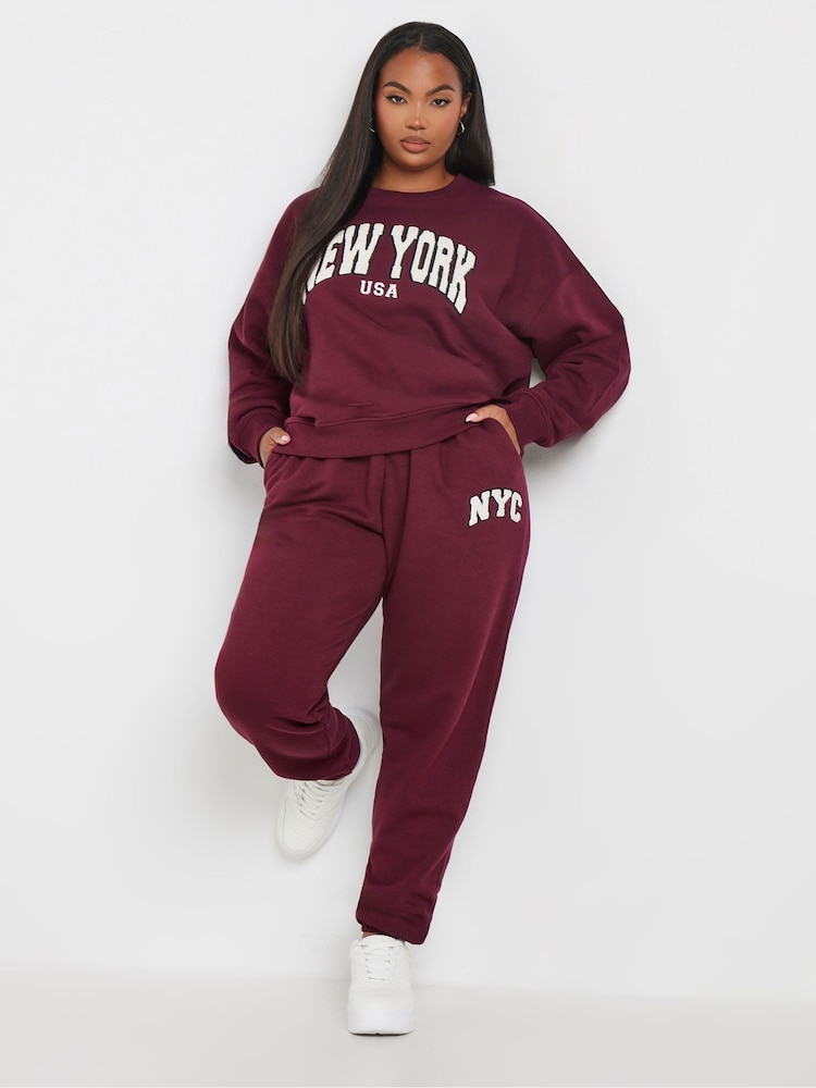 Yours Curve Red New York Aplique Crew Neck Jumper - Image 2 of 5