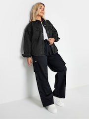 Yours Curve Black Quilted Denim Shacket - Image 2 of 5