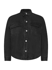Yours Curve Black Quilted Denim Shacket - Image 5 of 5