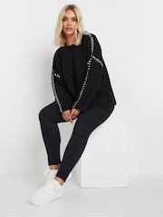 Yours Curve Black Blanket Stitch Jumper - Image 3 of 5