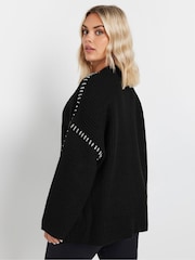 Yours Curve Black Blanket Stitch Jumper - Image 4 of 5