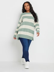 Yours Curve Blue Striped Drop Shoulder Jumper - Image 3 of 6