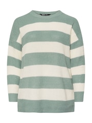 Yours Curve Blue Striped Drop Shoulder Jumper - Image 6 of 6