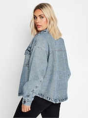 Yours Curve Blue Quilted Denim Shacket - Image 4 of 4